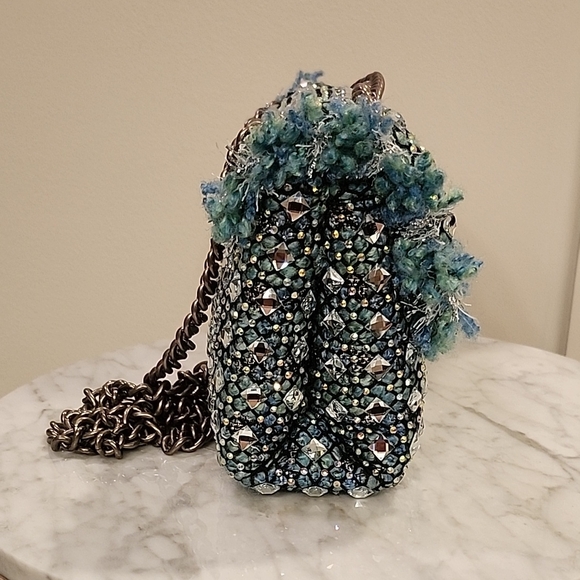 NWT Kurt Geiger London Elegant Blue/Teal Beaded Handbag - Picture 4 of 15
